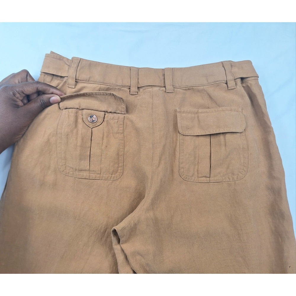 Tommy Bahama Silk Linen Cargo Pants Womens 8 Tan Brown Wide Leg Utility Trousers - Picture 5 of 9